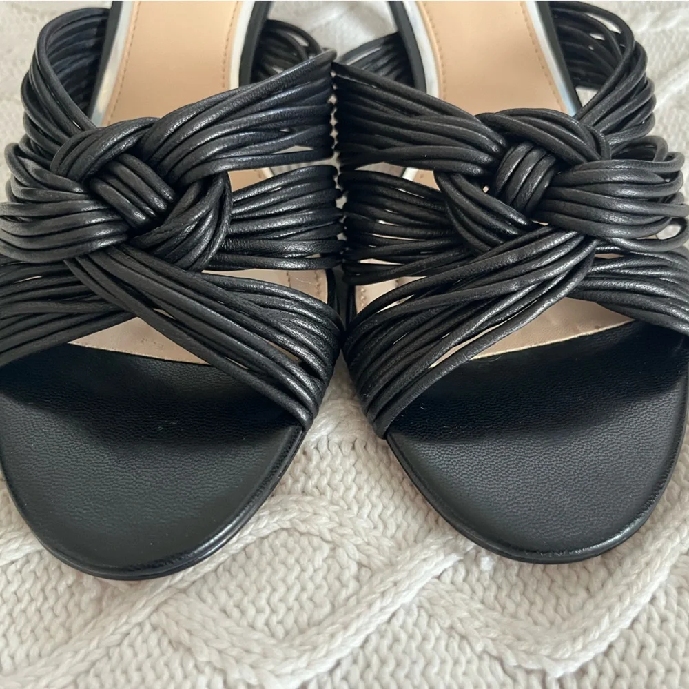 New! Jewel Badgley Mischka Black Heeled Slide Sandals Women’s Size 7.5 - Picture 9 of 14